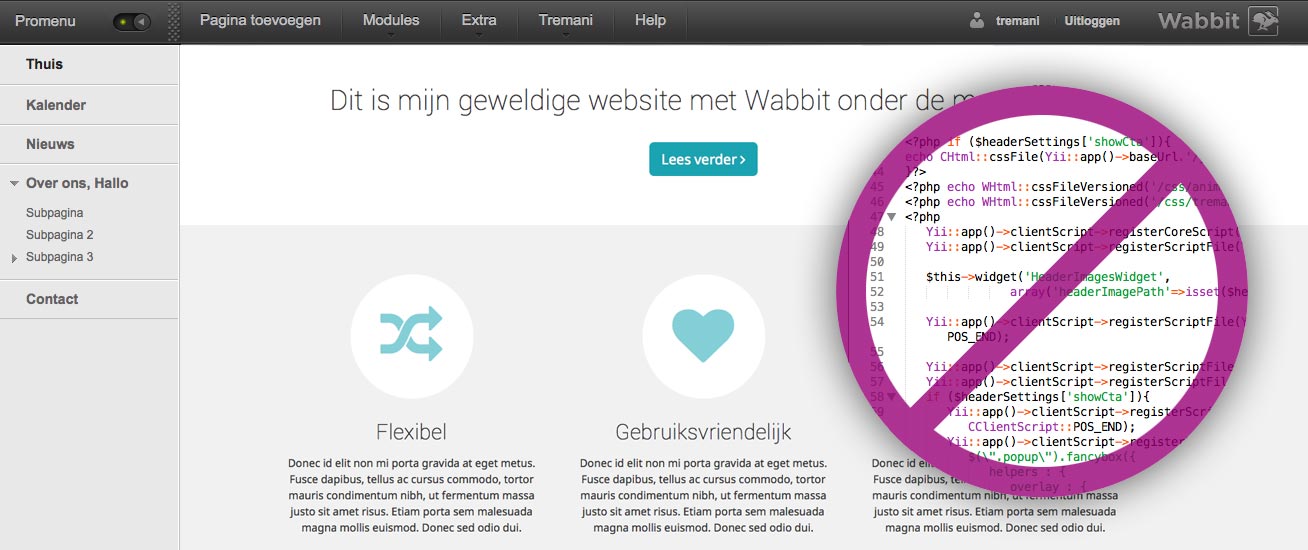 Geen programmeerkennis nodig voor Wabbit cms